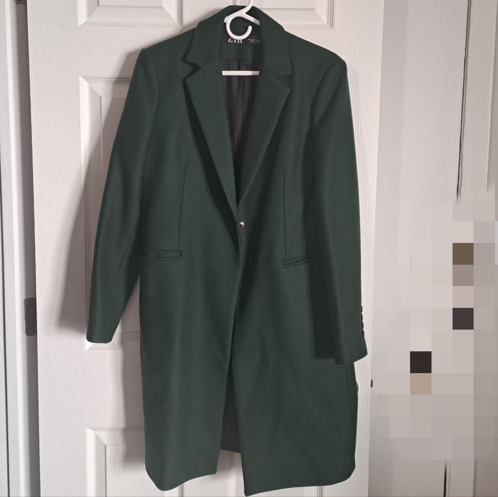 SOLD Zara Wool Blend Tailored Coat Green